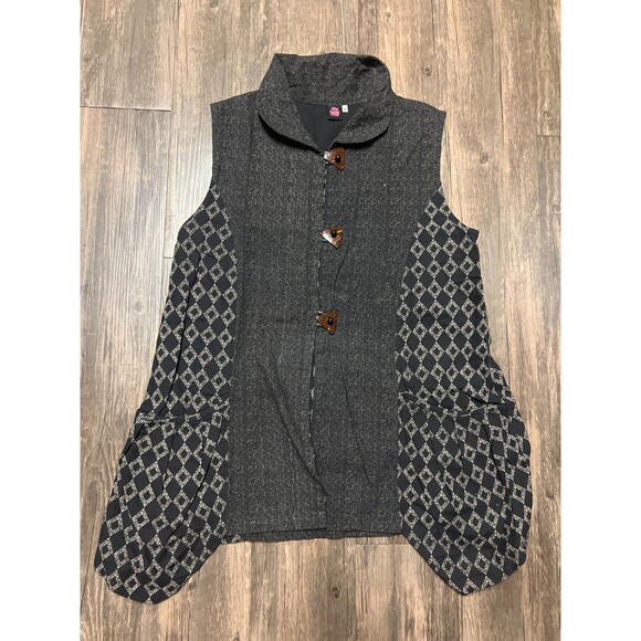 Cupcake International Womens Black Textured Sleeveless Cotton Vest Jacket Size S - Picture 2 of 7